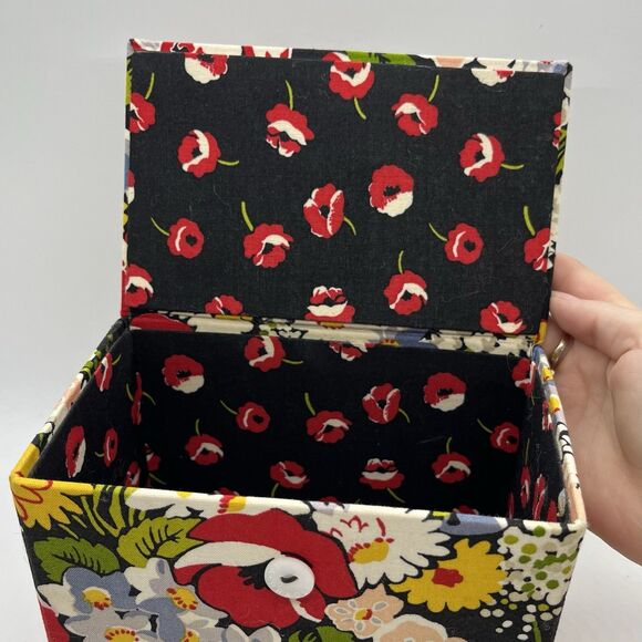 Vera Bradley Poppy Fields Recipe Box Trinket Jewelry Storage Gift Retired - Picture 9 of 9